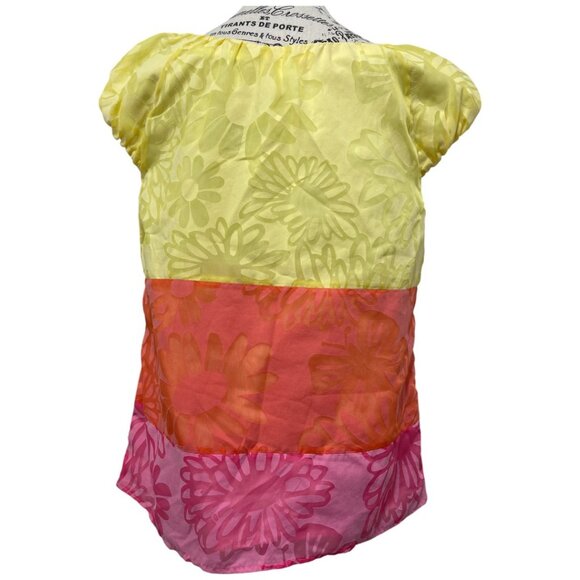 Lilly Pulitzer Sully Hotty Pink Color Block Top - Floral Multicolor Blouse Sz L - Picture 2 of 11